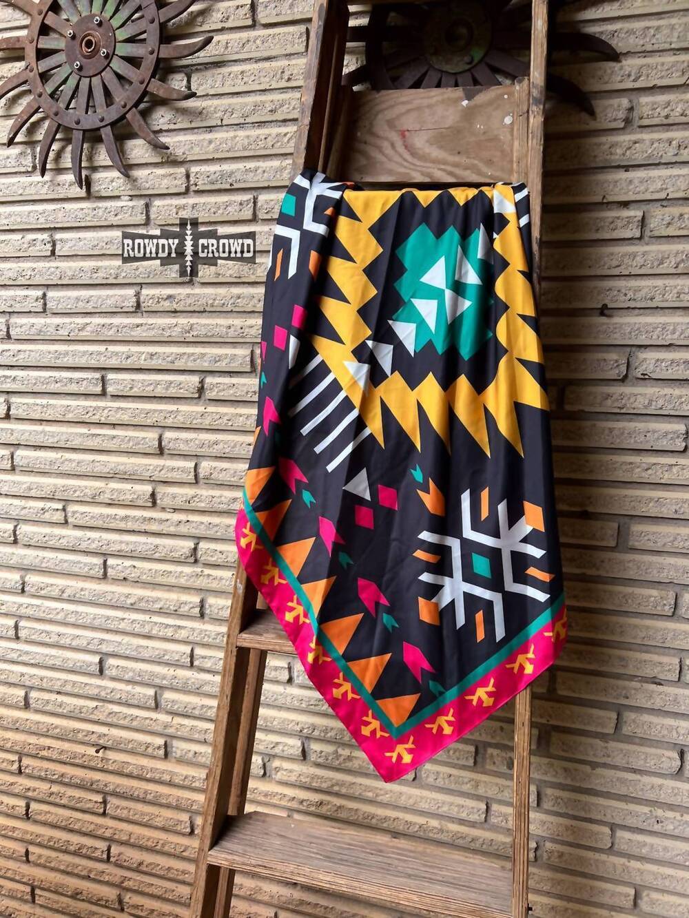 NEW ROWDY CROWD women's solomon southwestern wild rag scarf in colorful